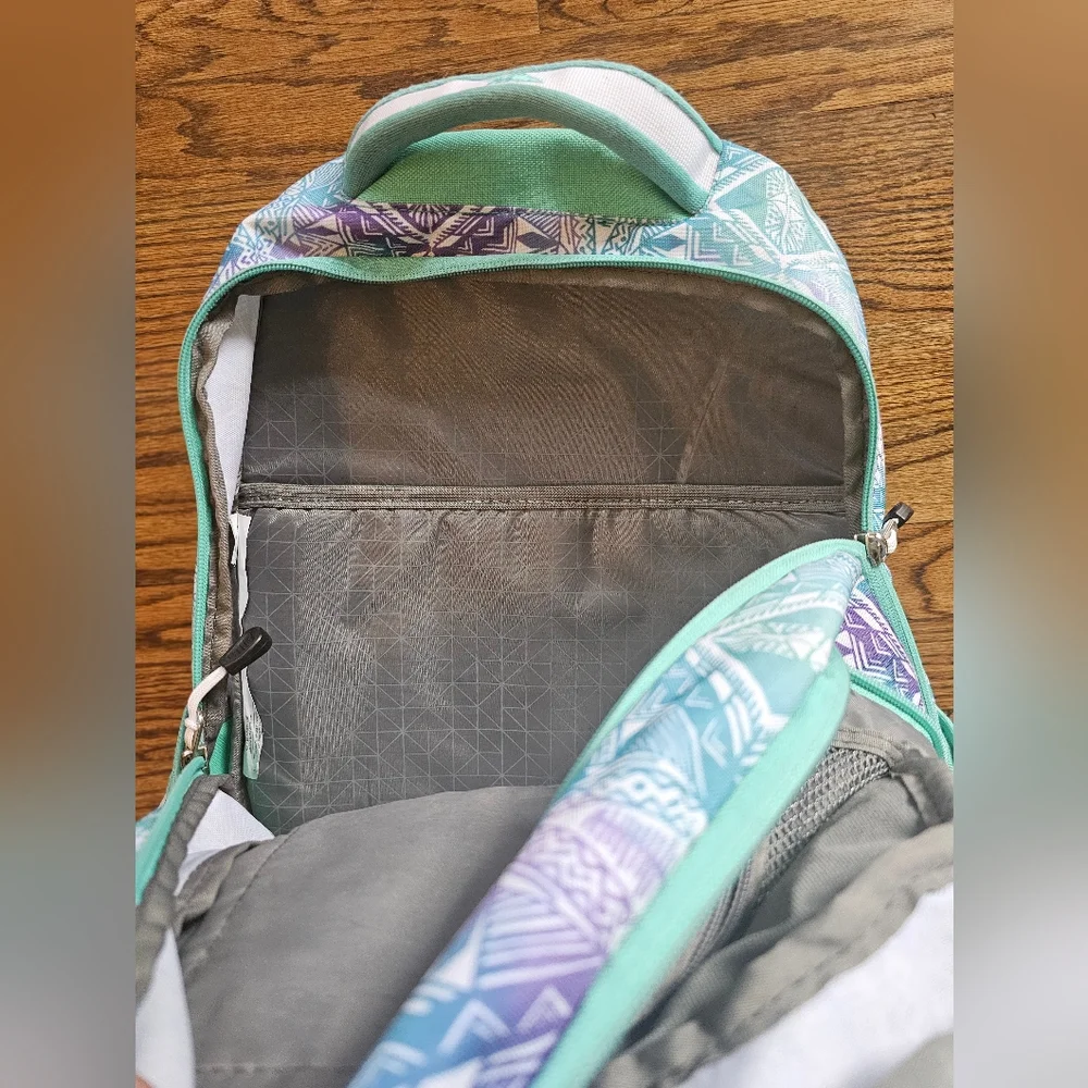 High Sierra teal purple canvas insulated cooler pocket school backpack